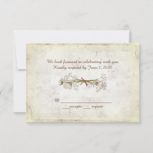 RSVP bruiloft - madeliefjesboeket met parels Kaart (Voorkant)