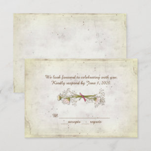 RSVP bruiloft- madeliefjesboeket met parels Kaart