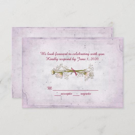 RSVP bruiloft - madeliefjesboeket met parels Kaart (Voorkant / Achterkant)