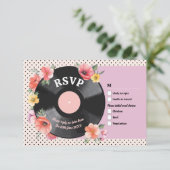 RSVP Bruiloft Muziek Record Bruiloft Bloemen jaren Kaart (Staand voorkant)