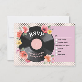 RSVP Bruiloft Muziek Record Bruiloft Bloemen jaren Kaart