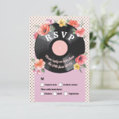 RSVP Bruiloft Muziek Record Bruiloft Bloemen jaren Kaart (Staand voorkant)