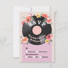 RSVP Bruiloft Muziek Record Bruiloft Bloemen jaren Kaart