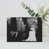 RSVP Bruiloft Oktober Halloween Mansion Kaartje (Staand voorkant)