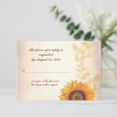 RSVP bruiloft ontwerp met zonnebloem Kaartje (Staand voorkant)