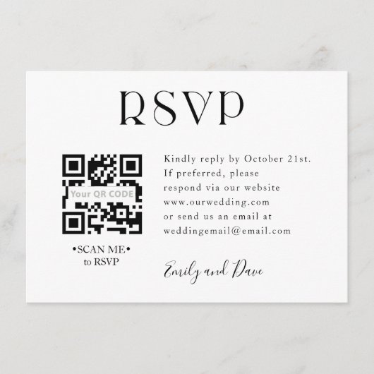 RSVP-bruiloft QR CODE Enclosure Card Informatiekaartje (Voorkant)