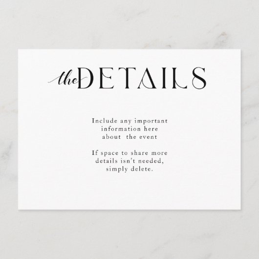 RSVP-bruiloft QR CODE Enclosure Card Informatiekaartje (Achterkant)