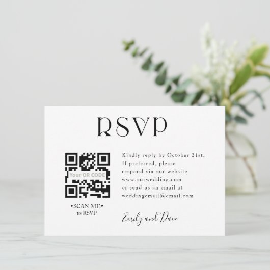 RSVP-bruiloft QR CODE Enclosure Card Informatiekaartje (Staand voorkant)