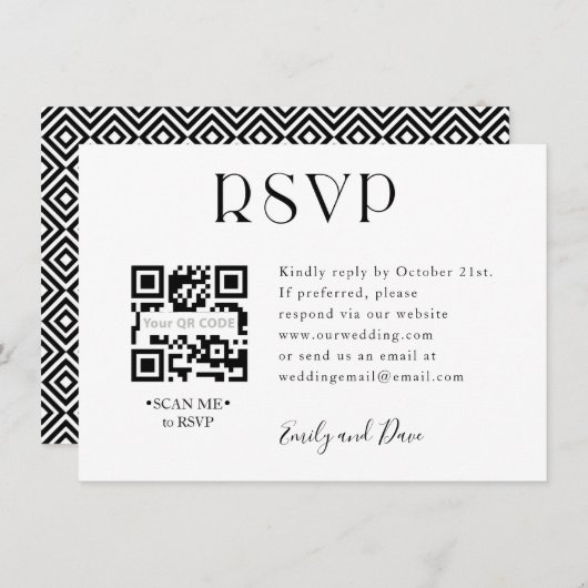 RSVP-bruiloft QR CODE Enclosure Card Informatiekaartje (Voorkant / Achterkant)