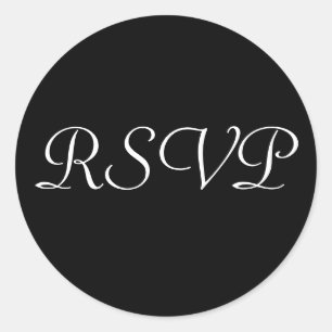 RSVP Bruiloft Sticker -Zwart met witte letters