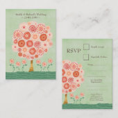 RSVP bruiloft Tangerine Dream Tree Flat Kaarten (Voorkant / Achterkant)