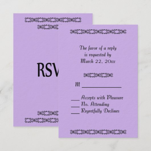 RSVP bruiloft Violet Wedding Kaartje (Voorkant / Achterkant)