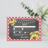 RSVP Bruiloft Zonnebloem Rood Wit Verloving Kaart (Staand voorkant)