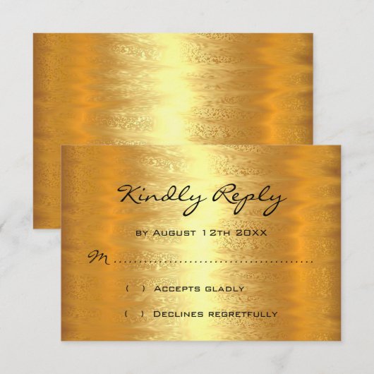 RSVP Bruiloftsfeest Gouden Folie Simpel Kaartje (Voorkant / Achterkant)