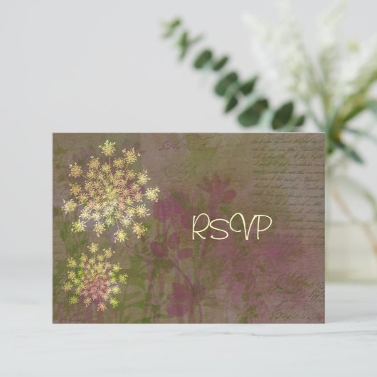 RSVP Bruiloftsreceptie Queen Anne's Lace Kaart (Staand voorkant)