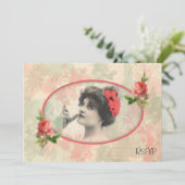 RSVP Bruiloftsreceptie Victoriaanse Vrouw Kaart (Staand voorkant)