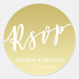 RSVP | Brush Script Faux Gold Wedding Sticker