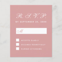 RSVP Budget Dusty Roos White Script Response Kaart