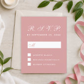 RSVP Budget Stof Roze Witte Script Reactiekaart