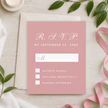 RSVP Budget Stof Roze Witte Script Reactiekaart