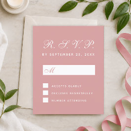 RSVP Budget Stof Roze Witte Script Reactiekaart