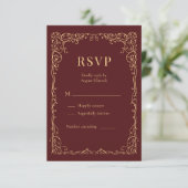 RSVP Burgundy Gold Minimalist Wedding (Staand voorkant)