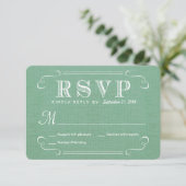 RSVP Burlap Mint Green Rustic Deluxe Reply Kaartje (Staand voorkant)