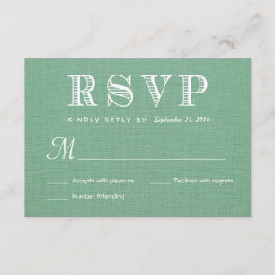 RSVP Burlap Mint Green Rustic Wedding Reply Kaartje