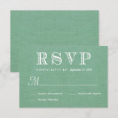 RSVP Burlap Mint Green Rustic Wedding Reply Kaartje (Voorkant / Achterkant)