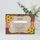 RSVP Burlap Wedding Wood Rustic Red Check Cards (Staand voorkant)