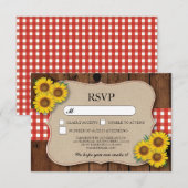 RSVP Burlap Wedding Wood Rustic Red Check Cards (Voorkant / Achterkant)