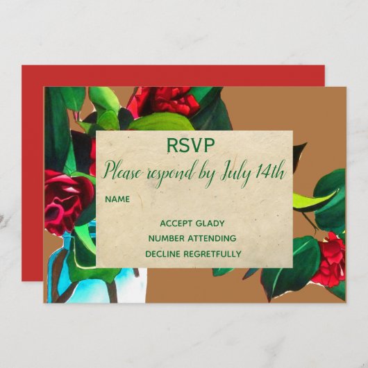 RSVP camellia floral country rustic Kaart (Voorkant / Achterkant)