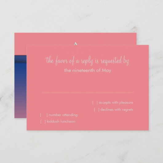 RSVP Card Blue en Coral Ombre Star Kaart (Voorkant / Achterkant)