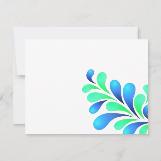 RSVP Card Bold Plume Blue Green op elke kleur (Achterkant)