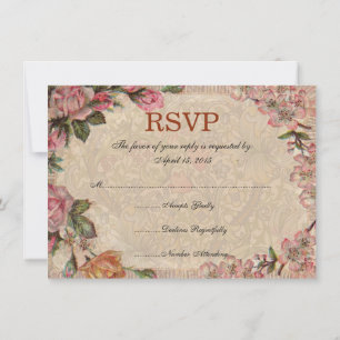 RSVP Card Butterfly Flower Antiek Kaart
