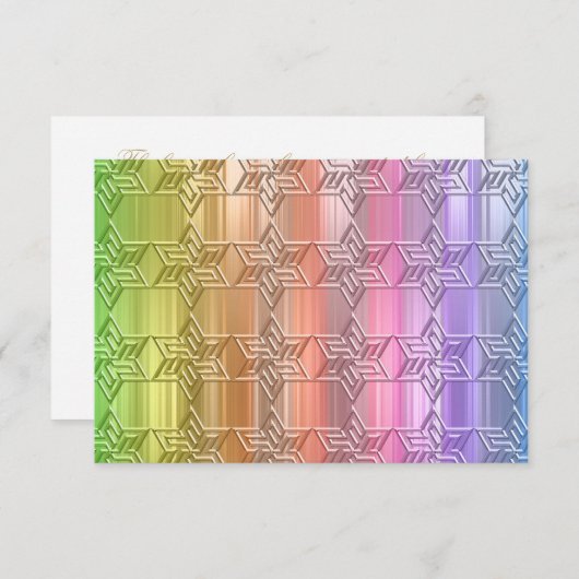 RSVP Card Colorful Rainbow Star Damask (Voorkant / Achterkant)