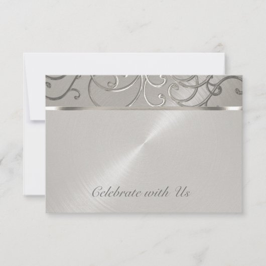 RSVP Card Elegant All Silver Filigree Swirls (Voorkant)