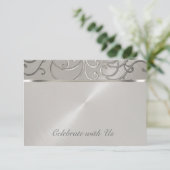 RSVP Card Elegant All Silver Filigree Swirls (Staand voorkant)