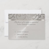 RSVP Card Elegant All Silver Filigree Swirls (Achterkant)