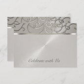 RSVP Card Elegant All Silver Filigree Swirls (Voorkant / Achterkant)