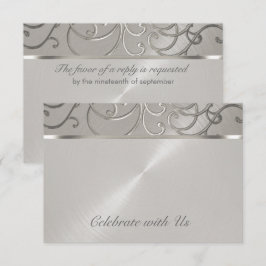 RSVP Card Elegant All Silver Filigree Swirls