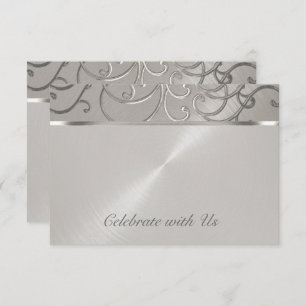 RSVP Card Elegant All Silver Filigree Swirls