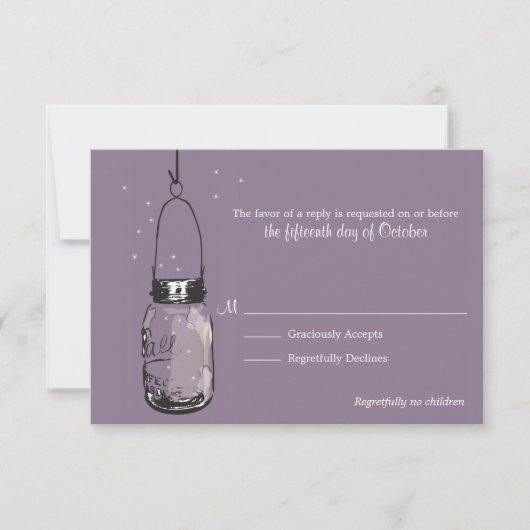 RSVP Card Fireflies & Mason Jar (Voorkant)