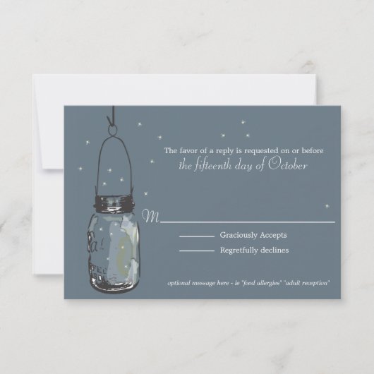 RSVP Card Fireflies & Mason Jar Kaartje (Voorkant)