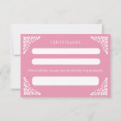 RSVP Card Floral Cross Christening Rose Pink (Achterkant)