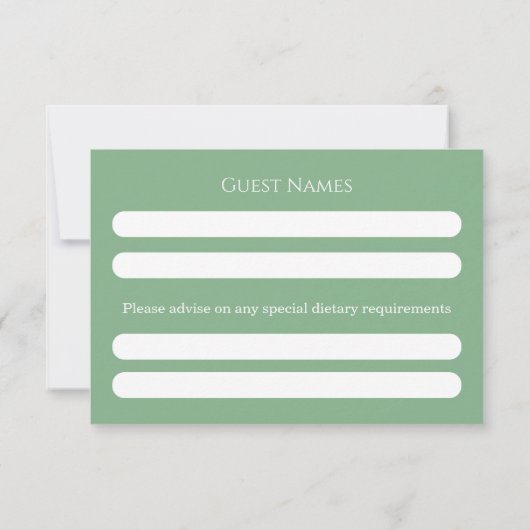 RSVP Card Floral Cross Christening Sage Green (Achterkant)