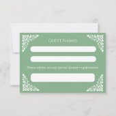 RSVP Card Floral Cross Christening Sage Green (Achterkant)
