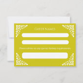 RSVP Card Floral Cross Christening Yellow (Achterkant)