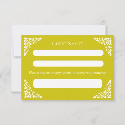 RSVP Card Floral Cross Christening Yellow (Achterkant)