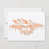 RSVP Card Flourish Birds Oranje Coral & Grey (Voorkant)